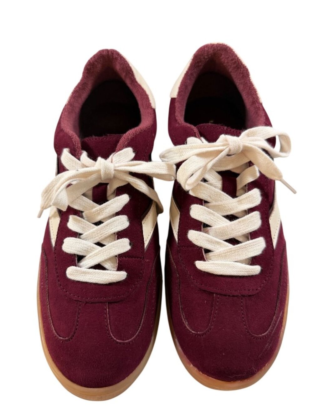 Madden Girl GIIA Burgundy & White Tennis Shoes Womens 8.5 Pre-Owned With Box - Picture 4 of 6